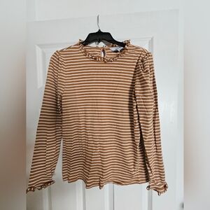 Croft & Barrow Brown and White Striped Long Sleeve Top